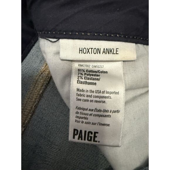 Paige Jeans Womens 27 Blue Hoxton Ankle Dark Wash Stretch Soft Denim Fray Hem - Picture 14 of 14